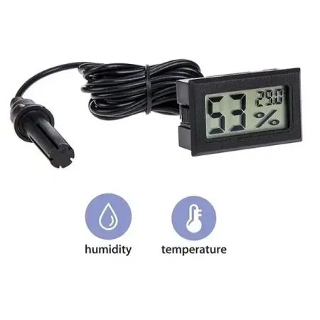 ساعة حرارة و رطوبة للفقاسات - Mini LCD Digital Thermometer Hygrometer Fridge Freezer Temperature Humidity Meter Egg Incubator